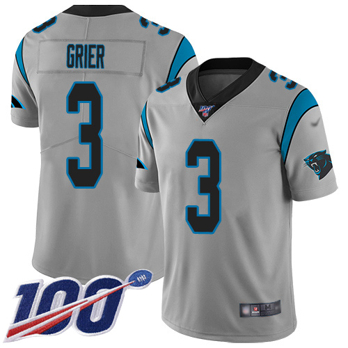 Carolina Panthers Limited Silver Men Will Grier Jersey NFL Football #3 100th Season Inverted Legend->youth nfl jersey->Youth Jersey